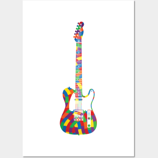 T-Style Electric Guitar Colorful Texture Posters and Art